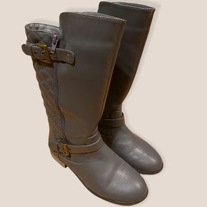 Grey Vegan Leather Riding Boots
